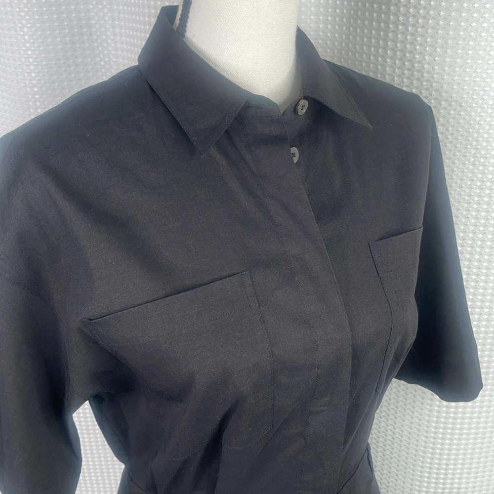 Theory Linen Blend Dress Short Sleeve Stretch Summer Sz 4